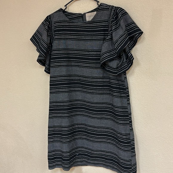 Anthropologie Moon River womans Black White Striped midi Dress size M - Picture 3 of 5